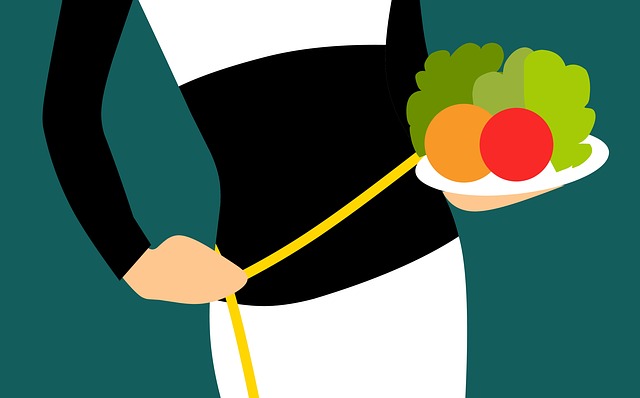 grafika ženy s porcí zeleniny na talíři